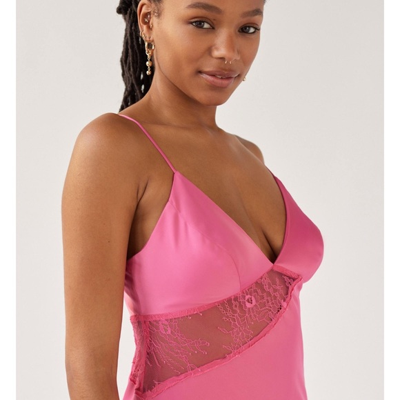 Urban Outfitters Rose Satin Slip Dress - Picture 2 of 11